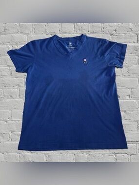 Psycho Bunny Royal Blue Embroidered V-Neck Short Sleeve Shirt Men’s Size Small